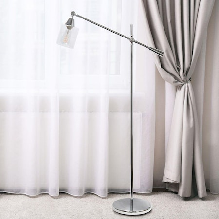 All The Rages Elegant Designs Pivot Arm Floor Lamp with Glass Shade LF1030-CHR